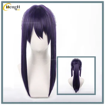 In Magazzino Anime ES Souma Kanzaki Capelli Sintetici Lunghi 50 cm Viola Scuro Coda di Cavallo Parrucca Cosplay Capelli Resistenti Al Calore Parrucche di Halloween