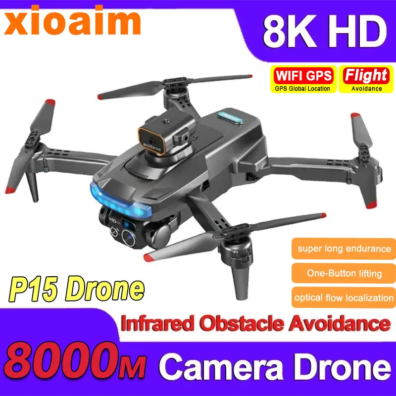 

For Xiaomi P15 Drone GPS 8K HD Profesional Camera Obstacle Avoidance Aerial Photography Brushless Foldable Quadcopter Gift Toy