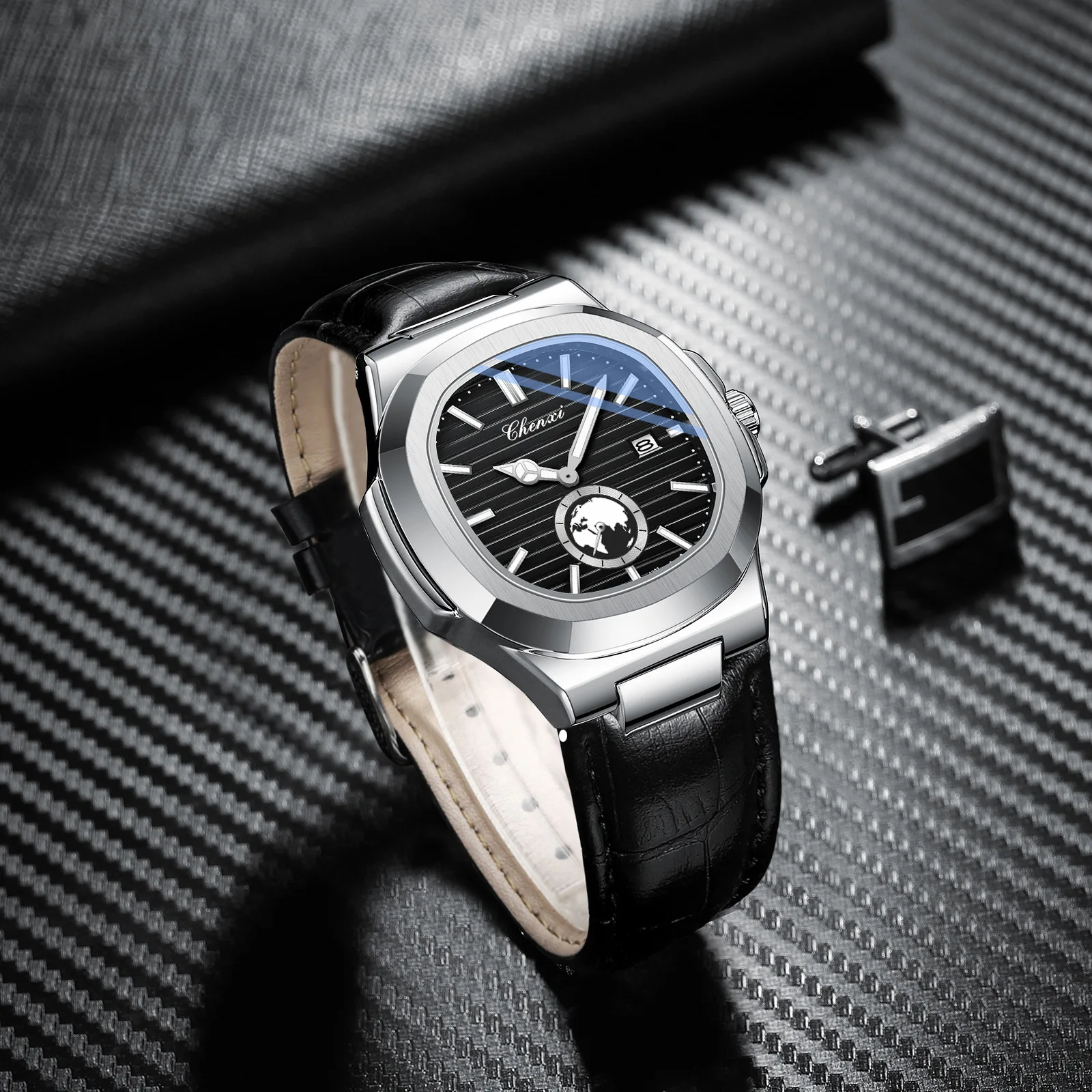 CHNEXI Watch Fashion Trend Men's Watch Calendar Window Glow-in-the-dark Waterproof Leather Watch