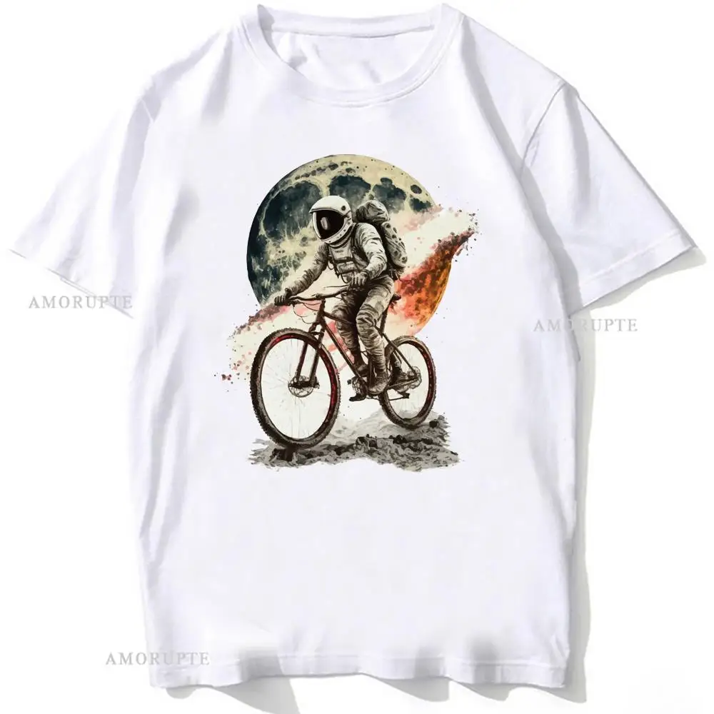Uomo Mountain Bike Funny Moon Ciclismo Magliette Sportive Estate Uomo Manica Corta Mtb Bicicletta T-Shirt Hip Hop Ragazzo Casual Bianco Tees