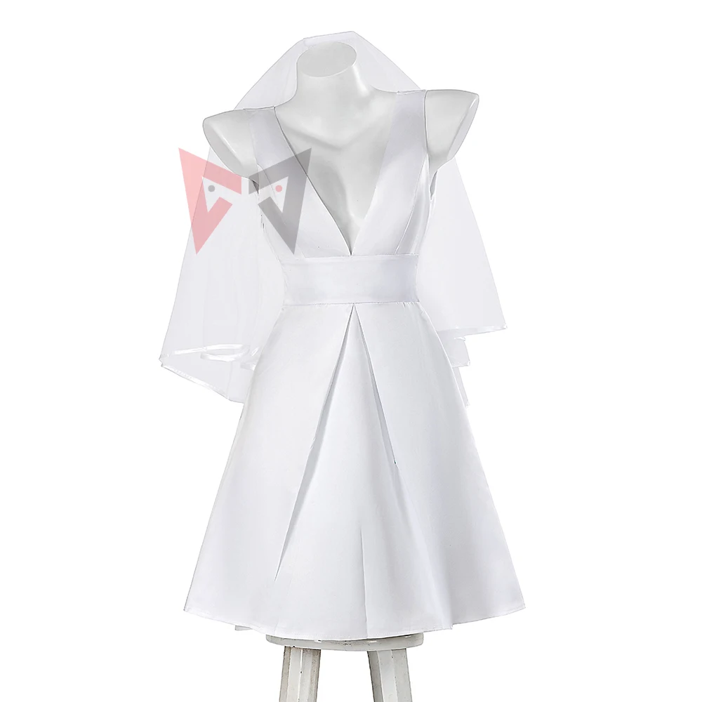 

New Harleeng Quinzels Cosplay Costume White Wedding Dress Custom Made For Game Party