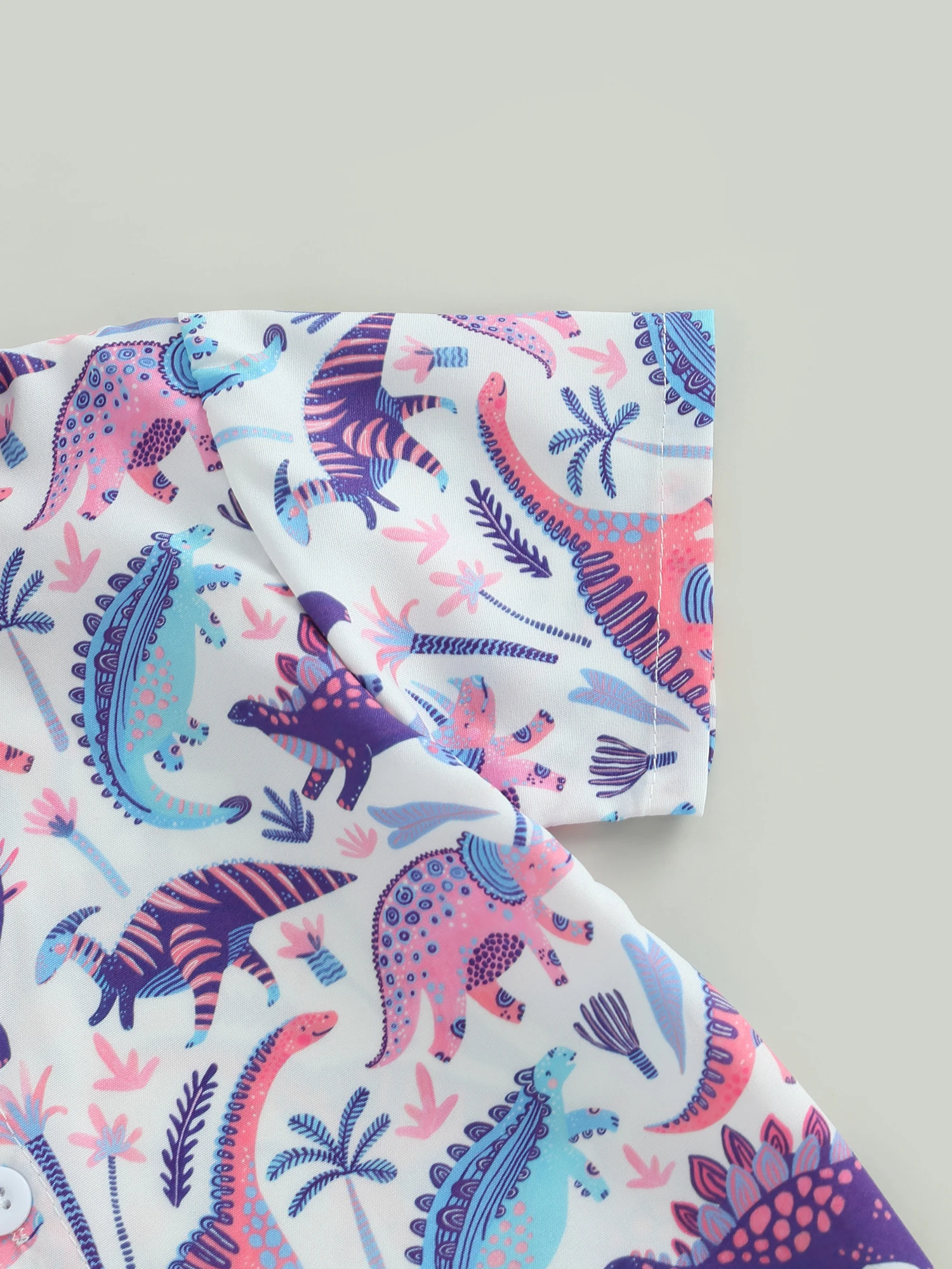 

2 Pcs Summer Outfits Toddler Baby Boy Hawaiian Shorts Set Short Sleeve Button Down Animal Dress Shirt Casual Shorts (Pink
