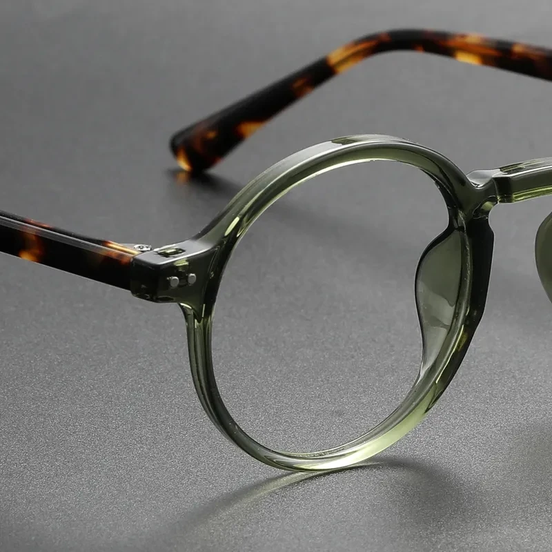 UVLAIK Fashion TR90 Round Eyeglasses Frame Women Anti Blue Light