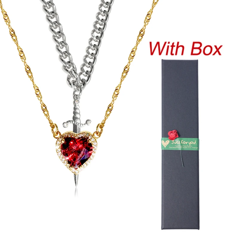 JewelryWe 2 Pezzi Collane Amanti Coppia Always&Forever In Acciaio Inossidabile Con Zirconi - Nero/Oro Rosa - Regalo San Valentino Con Sacchetto Velluto