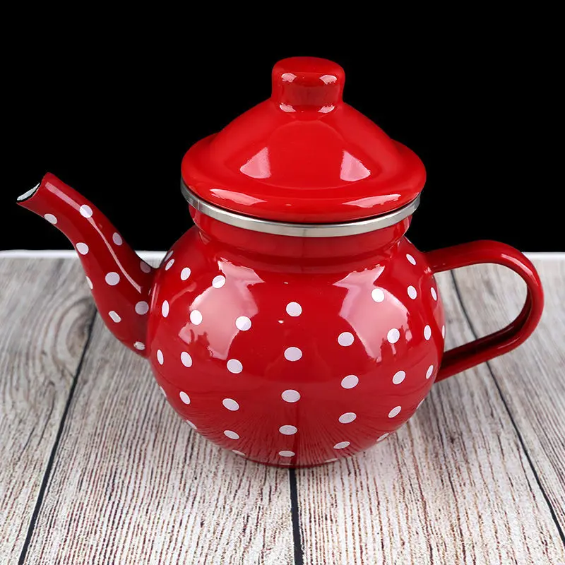 1L Enamel Pot Small Capacity Coffee Pot Milk Tea Pot Brewing Tea