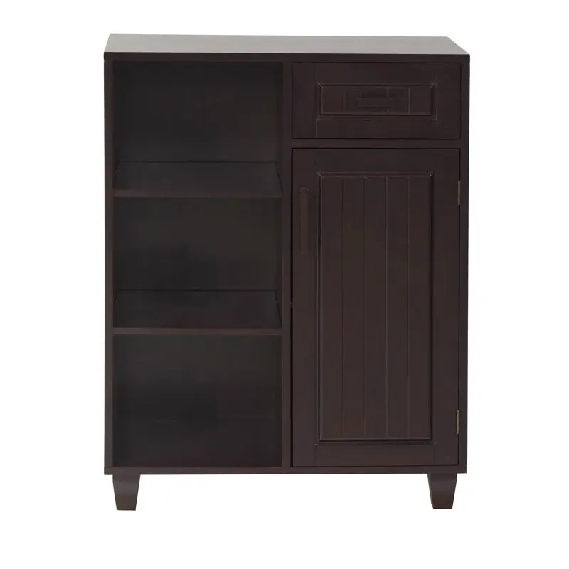 

Home Floor Cabinet with One Door, One Drawer and Three Shelves, Espresso