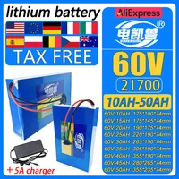 Batterie au Lithium 21700 60V 50Ah 45Ah 20Ah 25Ah 30Ah 35Ah 40Ah 15Ah, haute puissance 3000W pour moto et scooter électrique avec BMS 1