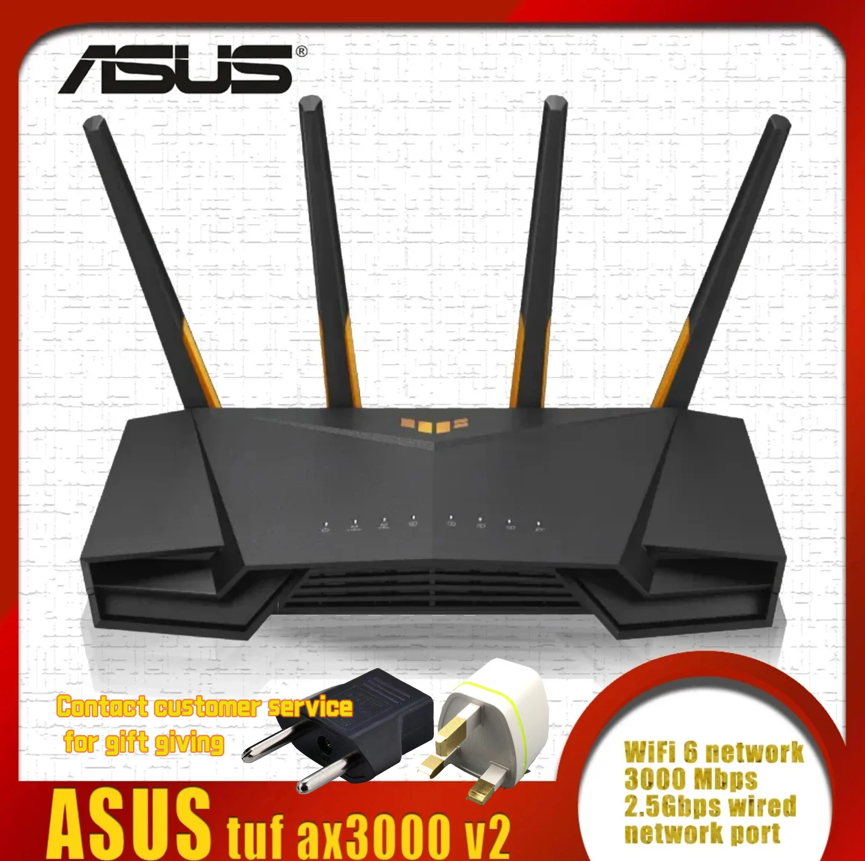 Asus Tuf Gaming Ax3000 V2 Dual Band Wifi 6 Router Con Modalità Di Gioco Mobile 3 Passaggi Port Forwarding 2.5Gbps Aimesh Ultra Large Range