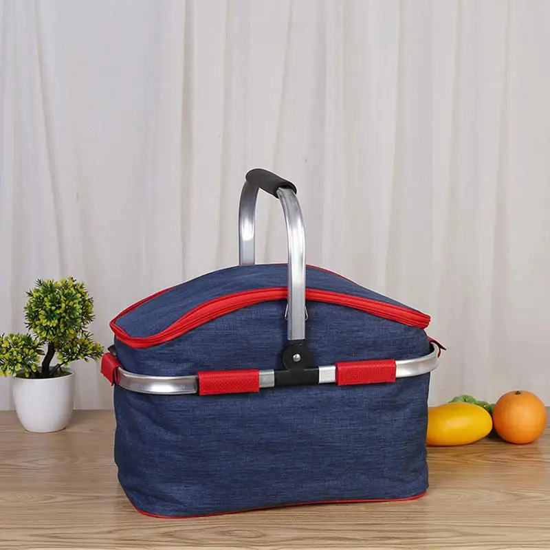 camping ice Cooler Basket 30L Insulation Picnic basket Foldable picnic bag Portable Oxford cloth picnic bag for Camping Grocery
