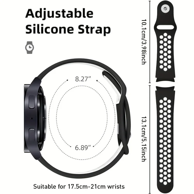 Dual-Tone Silicone Sport Watch Band with Breathable Holes