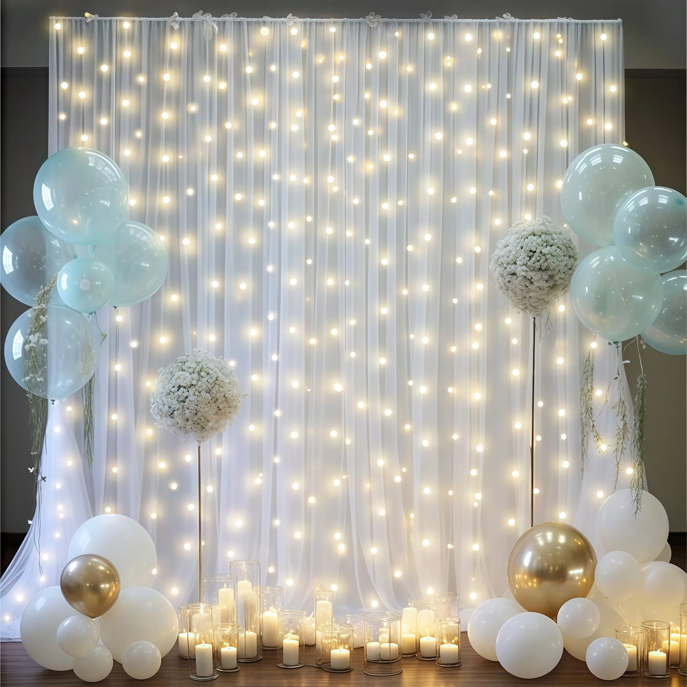 Tulle Backdrop Curtain with Lights 4