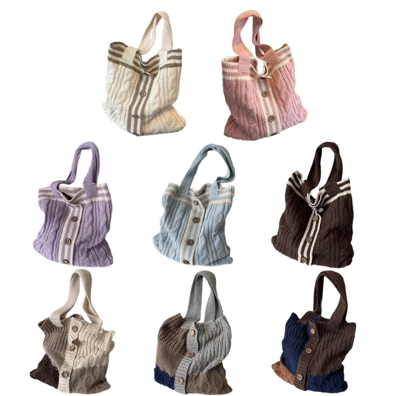 

2023 вязаная сумка-тоут шерстяная сумка на плечо для женщин и девочек большая вместительная сумка для покупок модные сумки сумка