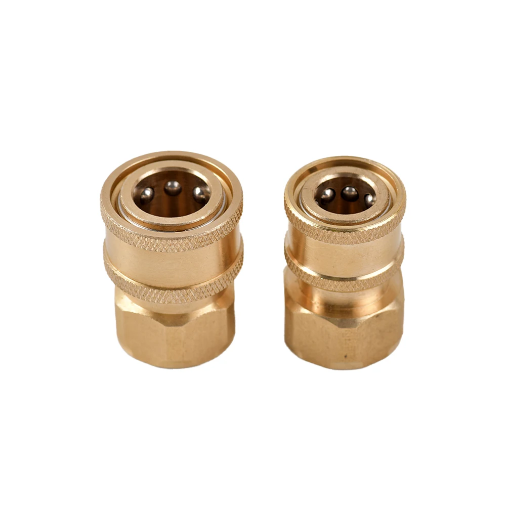 Brass-M22-Quick-Release-Connector-Male-Female-Thread-Pin-Adaptor-For-High-Pressure-Washer-Hose-And.jpg Sárgaréz M22 Gyorskioldó Csatlakozó Férfi Női Szálak Adapter A Nagynyomású Mosó Tömlőhöz És Kimenethez - Image 3