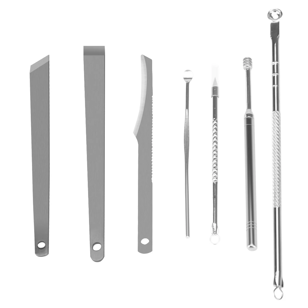 18 in 1 프로 매니큐어 세트 손톱깎이 스테인리스 스틸 페디큐어 큐티클 가위 블랙헤드 여드름 제거 바늘 네일 아트 도구 키트