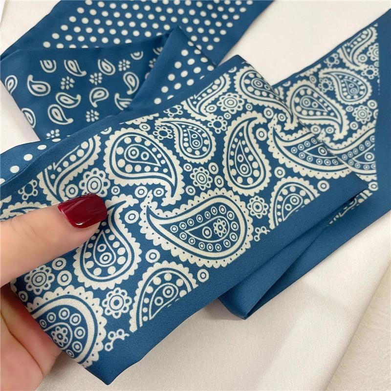 hair ties for women 2021 Women Silk Satin Hair Band Scarf Skinny Neck Tie Fashion Print Fruit Ribbon Hand Bag Wirst Towel Headscarf Girl Foulard designer hair clips Hair Accessories