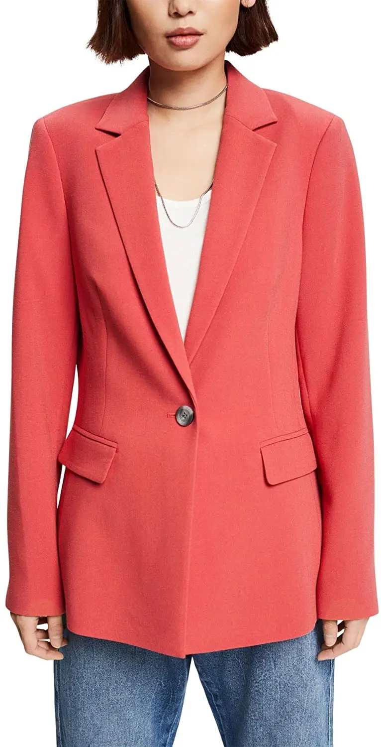 

2023 Women's Blazer Lapel Collar 1 Button Coat Casual Dinner Tailor Made Ladies Elegant Solid Color Jacket