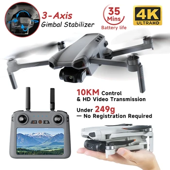 XINLIN XiL 017 Drone con fotocamera 4K con giunto cardanico a 3 assi, quadricottero pieghevole da 249 g, trasmissione HD da 10 km, volo in 35 minuti, follow intelligente GPS
