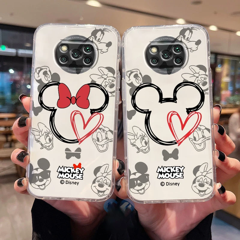 

Disney Cute Mickey Minnie For Poco X5 C55 C40 C50 F4 M4 X4 GT X3 F3 GT M3 C3 NFC Pro Mix3 Transparent Phone Case