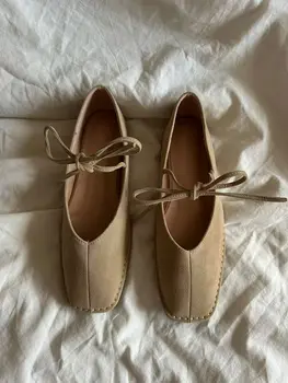 New Fashion Square Toe Mary Janes Ladies Flats Slip On Shoes Outdoor Female Butterfly-Knot Footwear Lolita Women Flats Shoes 1