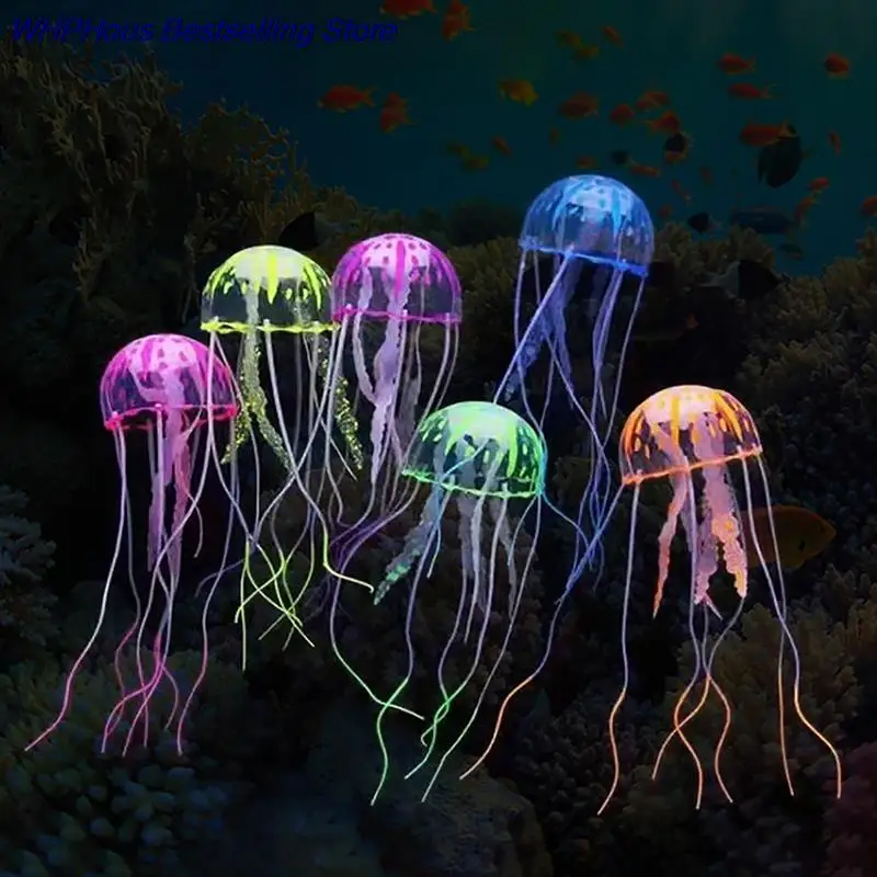 

Swim Glowing Effect Artificial Jellyfish Aquarium Decoration Fish Tank Underwater Live Plant Luminous Ornament Aquatic Landscape