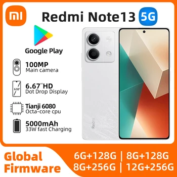 Xiaomi-Redmi Note 13 Smartphone, 5G, 256GB, Dimensão 6080, Ultra 140Hz, Display LCD, Câmera Tripla de 64MP, 5000mAh, Telefone Usado