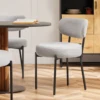 JHK Ergonomic Round Dining Chairs Set of 2 Plush Fabric Kitchen Chairs with Curved Backrest Metal Legs For Living Room 1