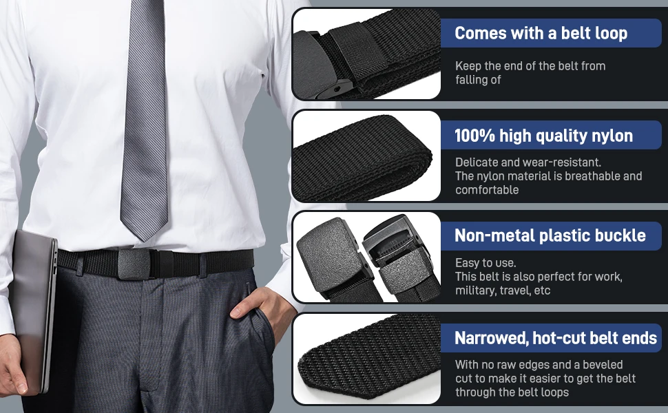Breiter metallfreier taktischer Gürtel für Herren, Canvas-Nylon, automatische Schnalle, Militärgürtel, multifunktionaler Outdoor-Sport-Jagd-Hüftgürtel – Detail 2