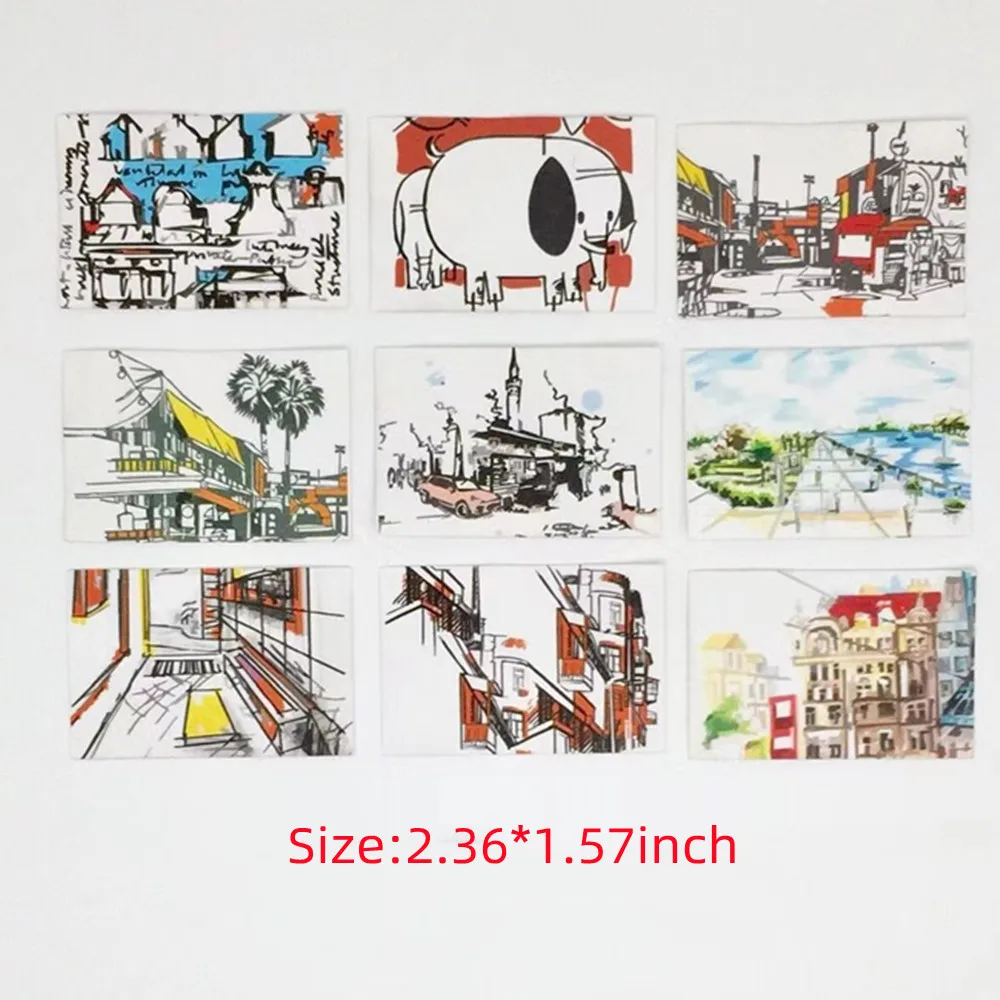 

9Pcs/;ot Fashion abstract style cartoon cloth patch color printing oil painting label DIY clothing decoration accessories
