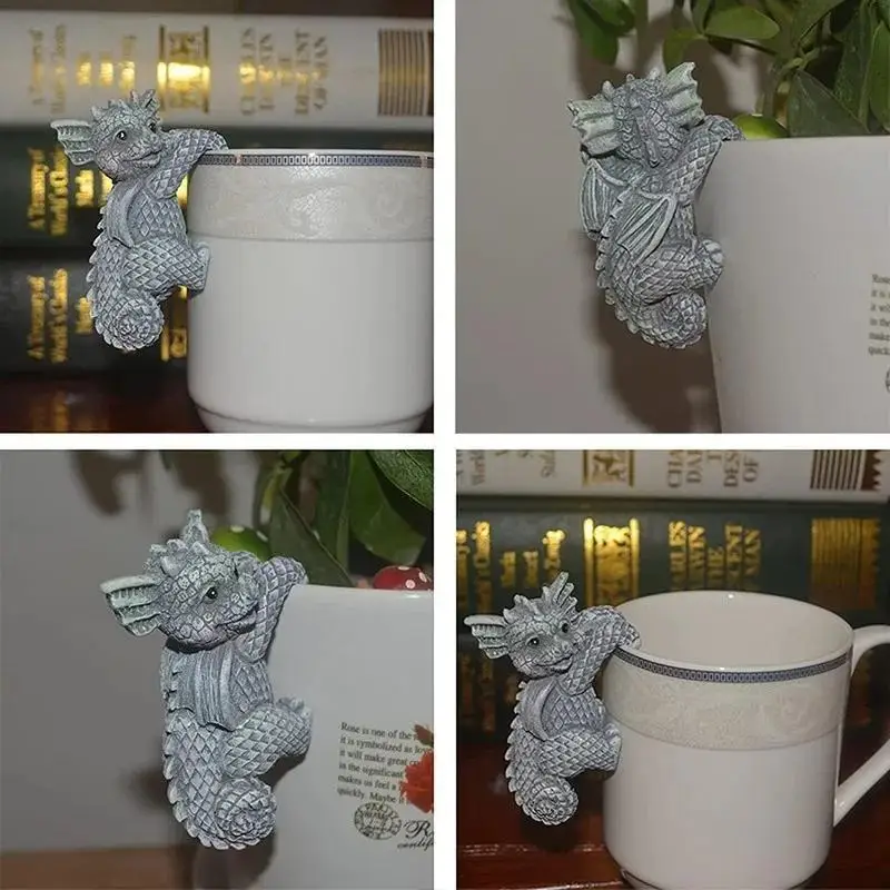 Cute Dragon Outdoor Statue Flower Pot Decoration Hanging On The Pot Garden Sculpture Resin Crafts Home Ornament Accessories