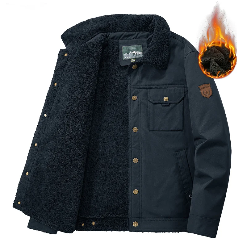 

New Men's Casual Thick Jacket Outerwear Thermal Fashion Winter Parkas Male Fur Trench Overcoat Heated Jackets Cotton Warm Coats