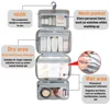 Travel Toiletry Bag with Hook, Portable Makeup Cosmetic Organizer Bag for Full-Sized Shampoo, Toiletries, Makeup Accessories 4