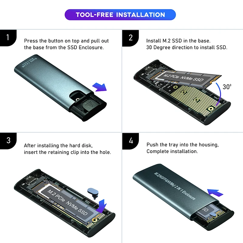 M2 SSD ̽ Ŭ NVME SATA   M.2 to USB Ÿ C 3.1 SSD , RTL9210B, PCIE NGFF SATA M2 SSD ũ ڽ