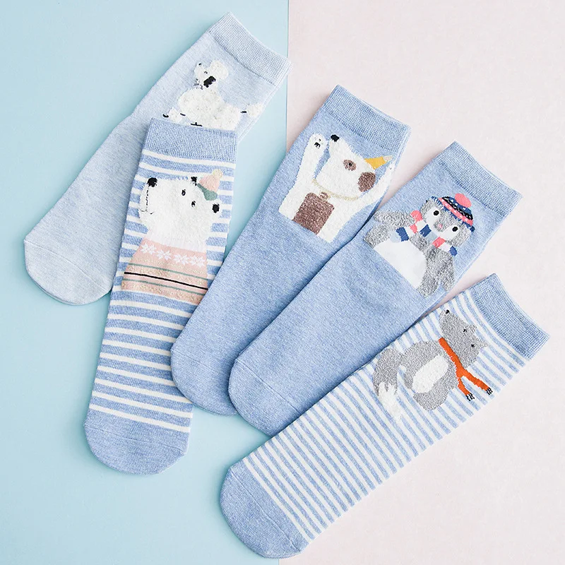 

Cotton Cartoon Animal Kawaii Women Socks Autumn and Winter Middle Tube Socks with Ears Socks Cartoon Cute Cotton Socks