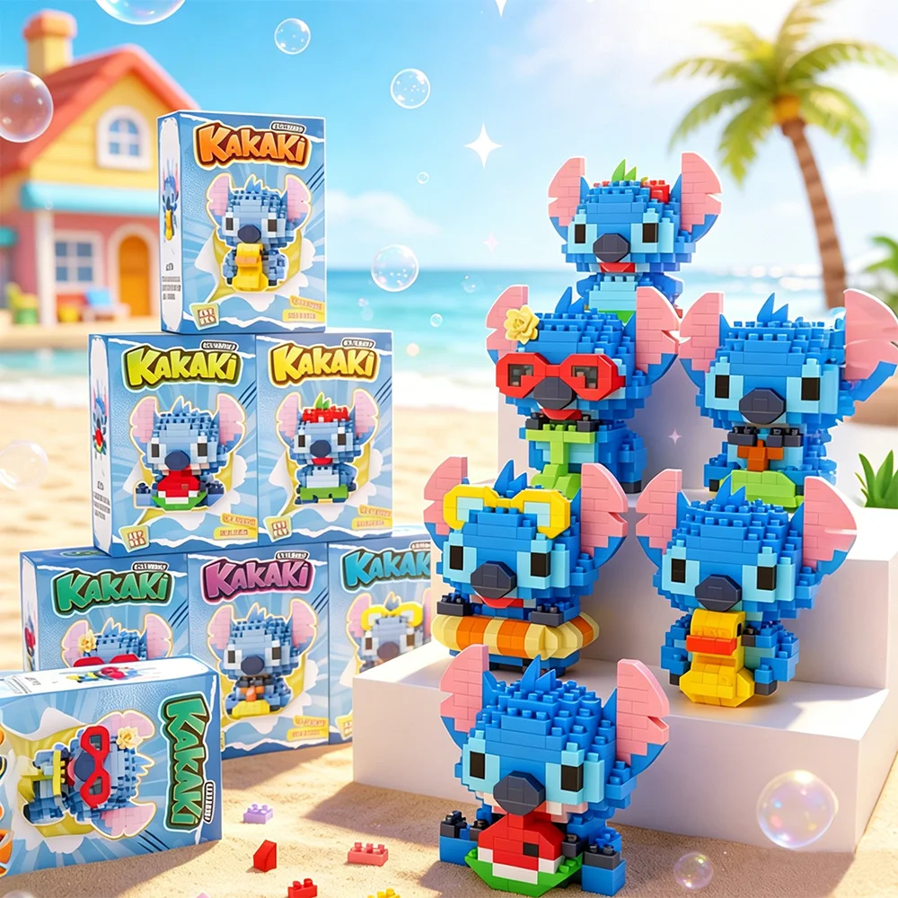 6 Estilos de Mini Bloques de Construcción de Disney Lilo & Stitch, Exquisitos Personajes de Anime de Stitch, Juguetes de Modelos de Dibujos Animados para Armar, Regalos de Cumpleaños