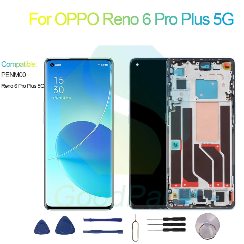 

Для OPPO Reno 6 Pro + 5G экран дисплей Замена 2400*1080 PENM00,Reno 6 Pro Plus 5G LCD сенсорный дигитайзер