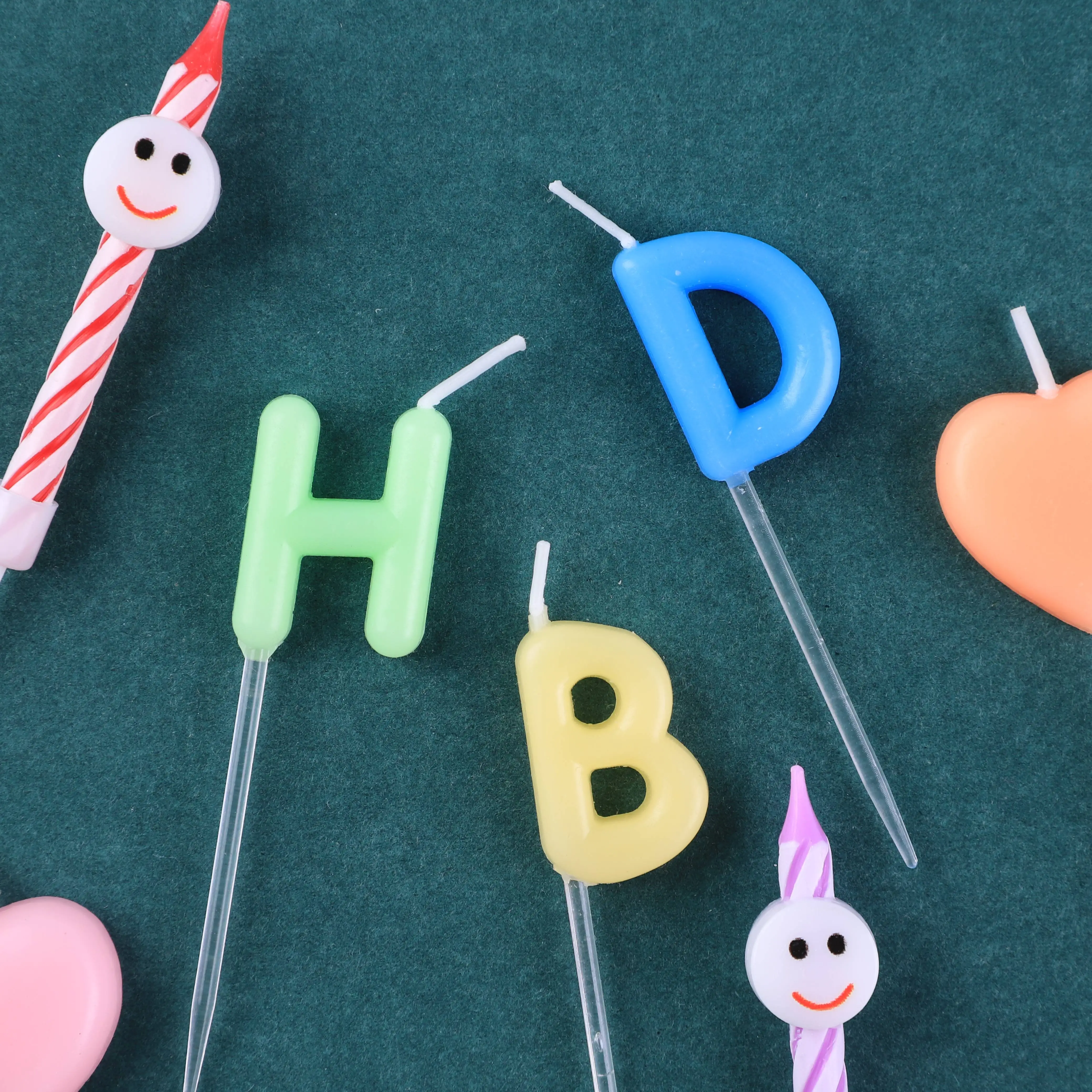 Ins HBD love color happy birthday abbreviation cake candle AliExpress