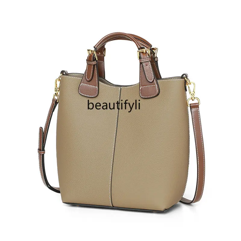 

yj Women's Bag Genuine Leather Handbag Women's High-Grade First Layer Cowhide Women Bag Commuting Fashion Crossbody Bag