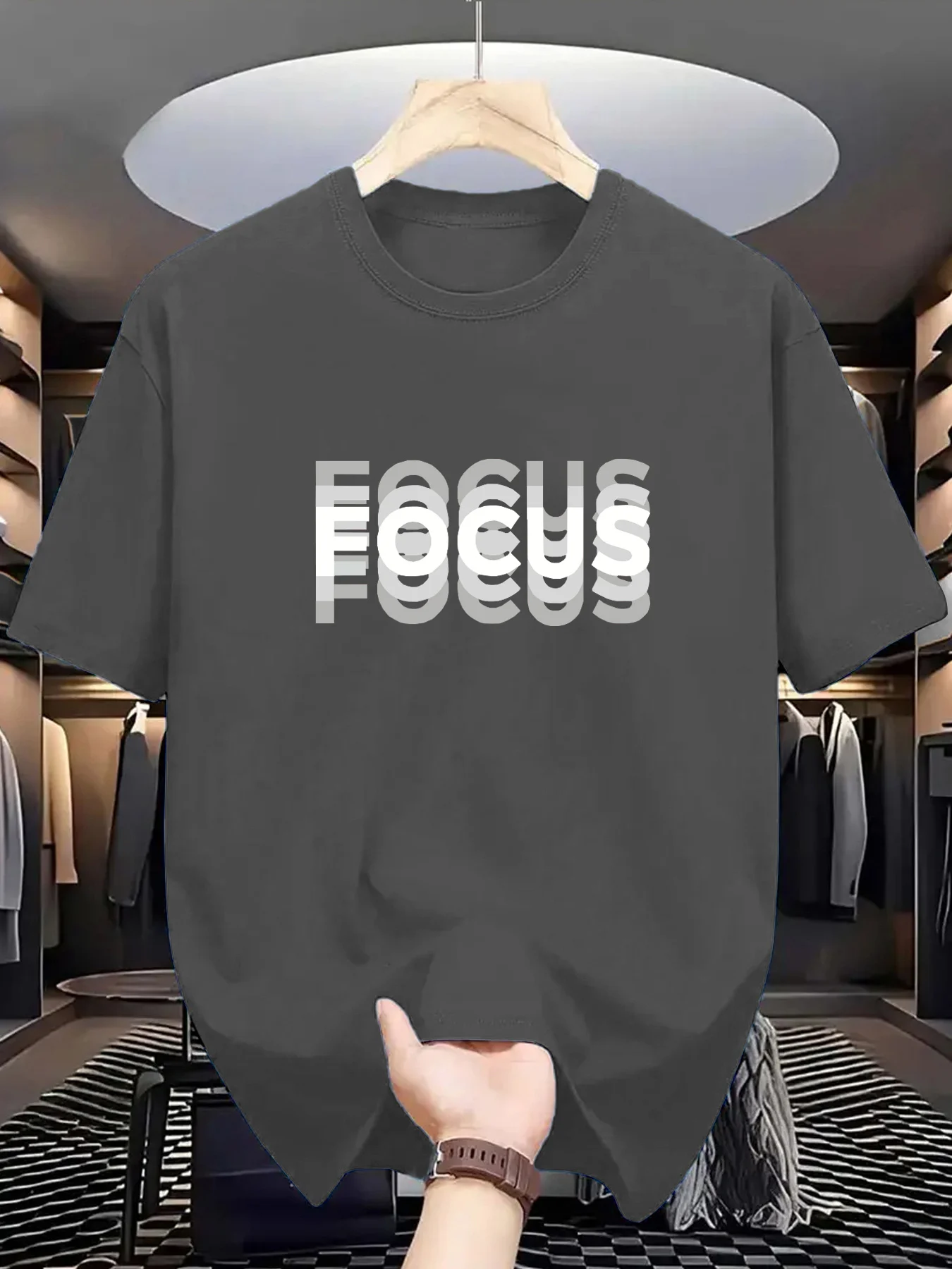 تي شيرت رجالي صيفي 100 قطن عصري كاجوال فضفاض مقاس...