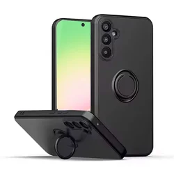 Magnetic Ring Holder Shockproof Liquid Silicone Phone Case - A22 5G (Black)