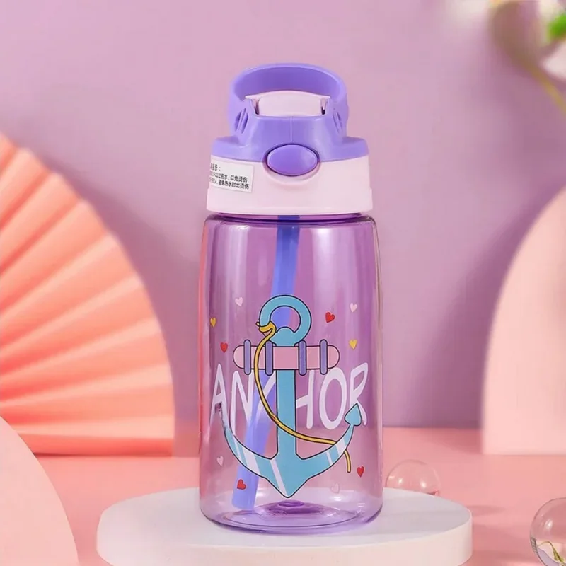 1pc Kids Water Sippy Cup With Straw And Handle Kid's Water Bottle Portable Creative Adult Male And Female Student Baby Cute Cup