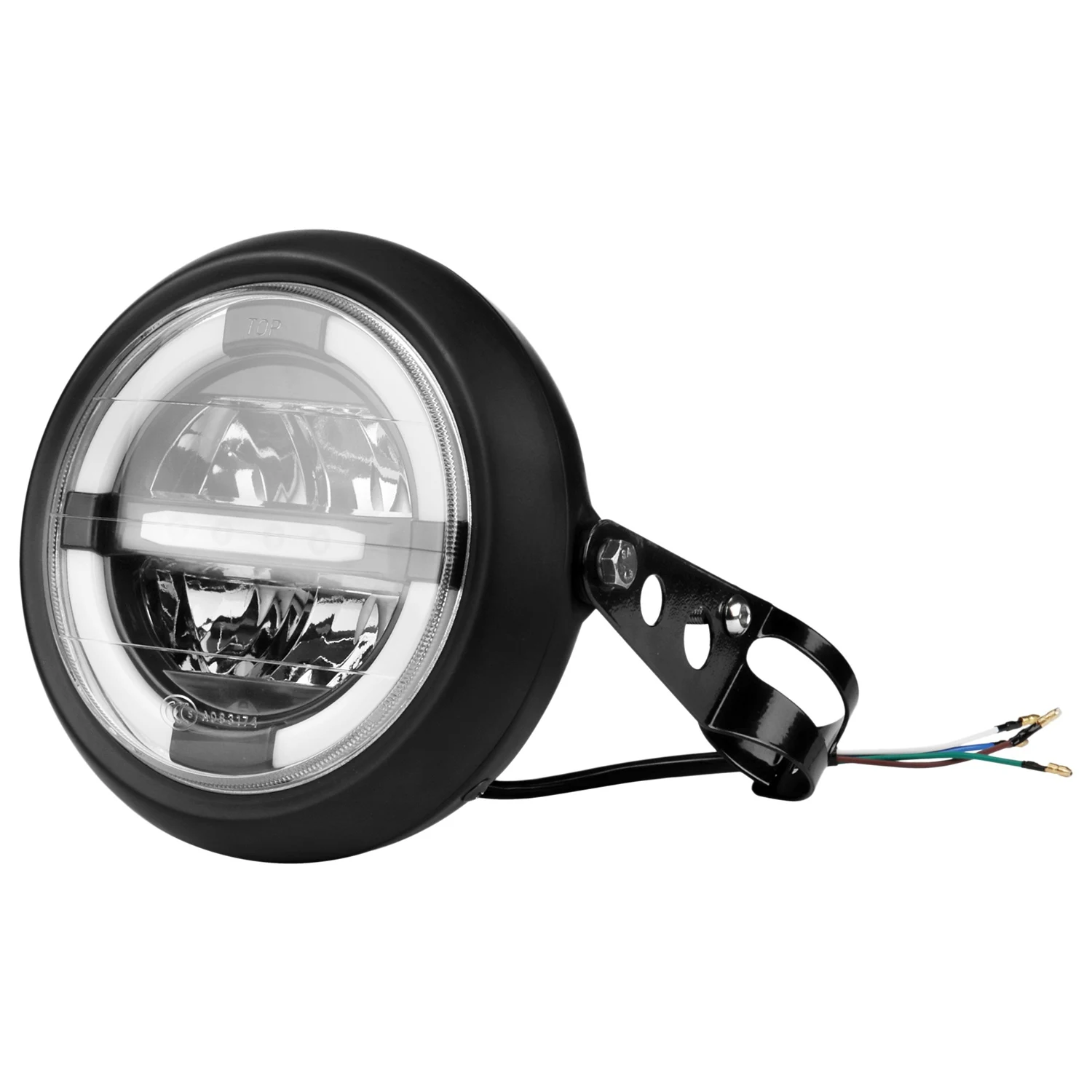 

12V Universal Motorcycle Headlamp 7.5 Inch Motorbike Refit Headlight Retro Black Round Yellow Light Headlamp Assembly