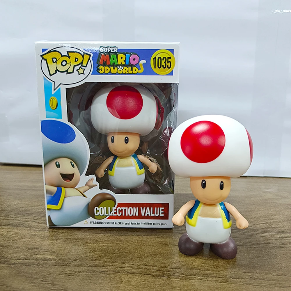 Funko pop hot Super Mario Bros Action Figures Toys Dolls Model Set Luigi  Yoshi Donkey Kong Mushroom for kids birthday gifts