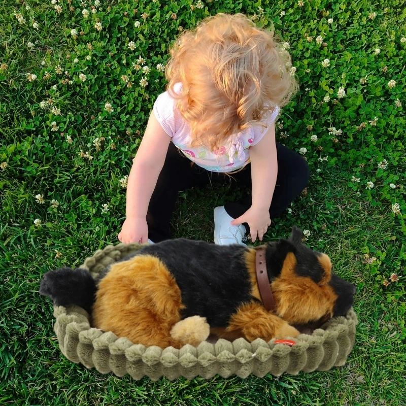 Realistic Sleeping Plush Breathing Dog Animals Toy with Mat Stuffed Toy Interactive Pet Puppy Dolls for Kids Adults plush toys