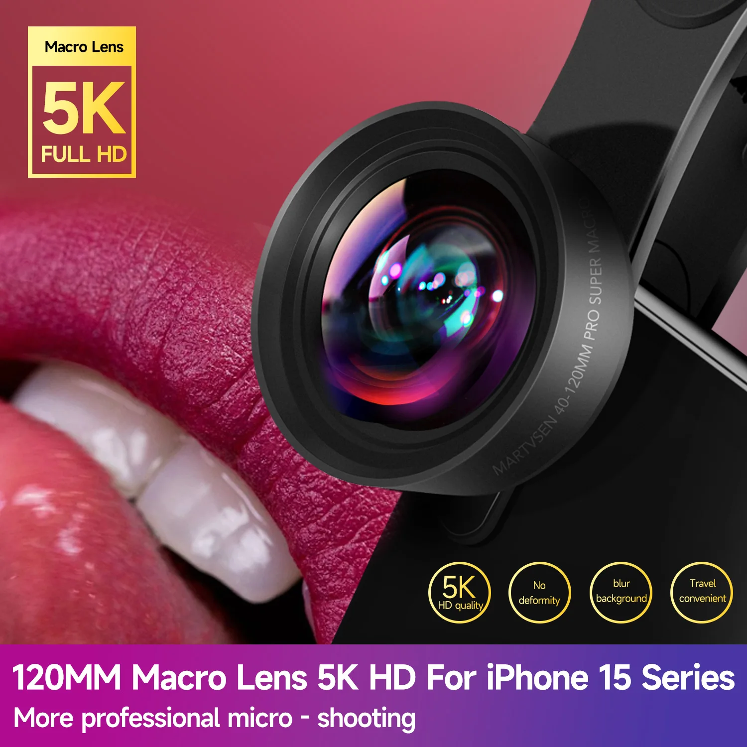 Enhanced 120MM 5K HD 10x Super Macro Universal Clip Camera Lens