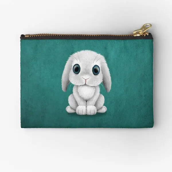 

Cute White Baby Bunny Rabbit Zipper Pouches Pocket Women Storage Cosmetic Socks Bag Packaging Underwear Money Key Panties