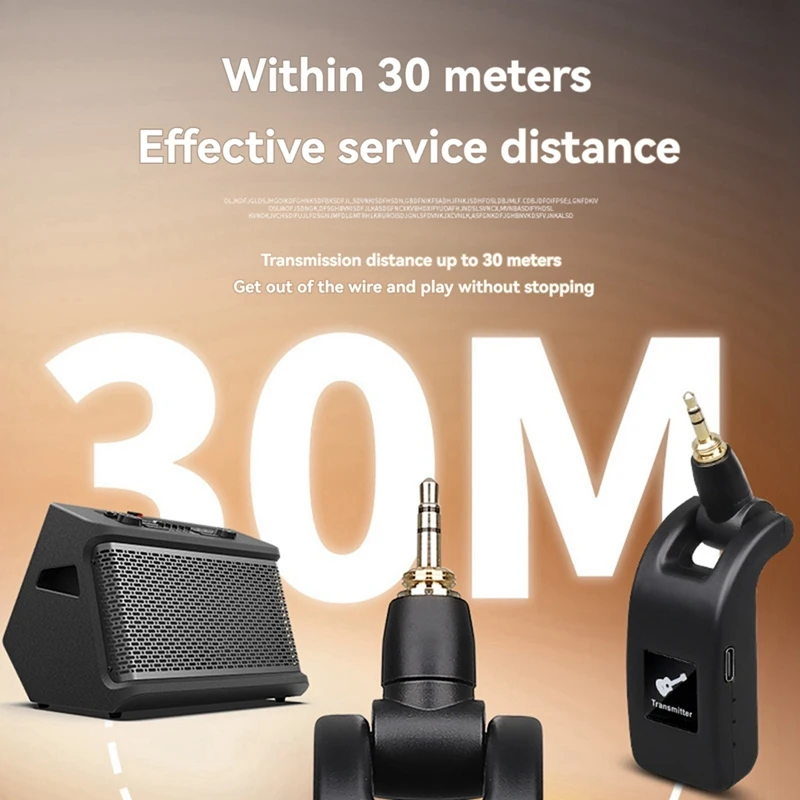 Wireless Guitar System Audio Digital Guitar Transmitter Receiver Built-In Rechargeable Battery For Electric Bass
