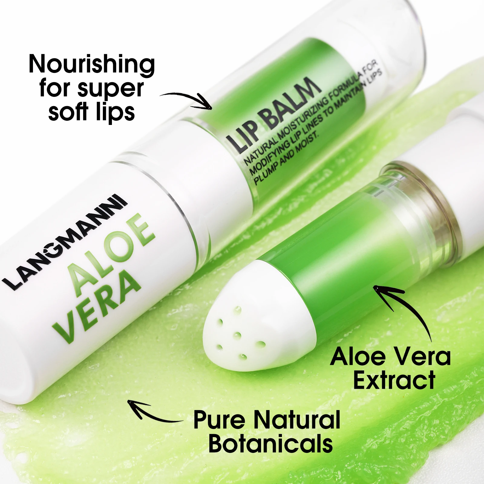 Aloe Vera Lip Balm Nourishing Moisturizing Hydration Anti-dry Cracked Rotating