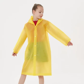 Kids Student Hooded Jacket Children Girl Boy Rain Coat Poncho Raincoat Cover Long Transparent Rainwear Waterproof Hooded