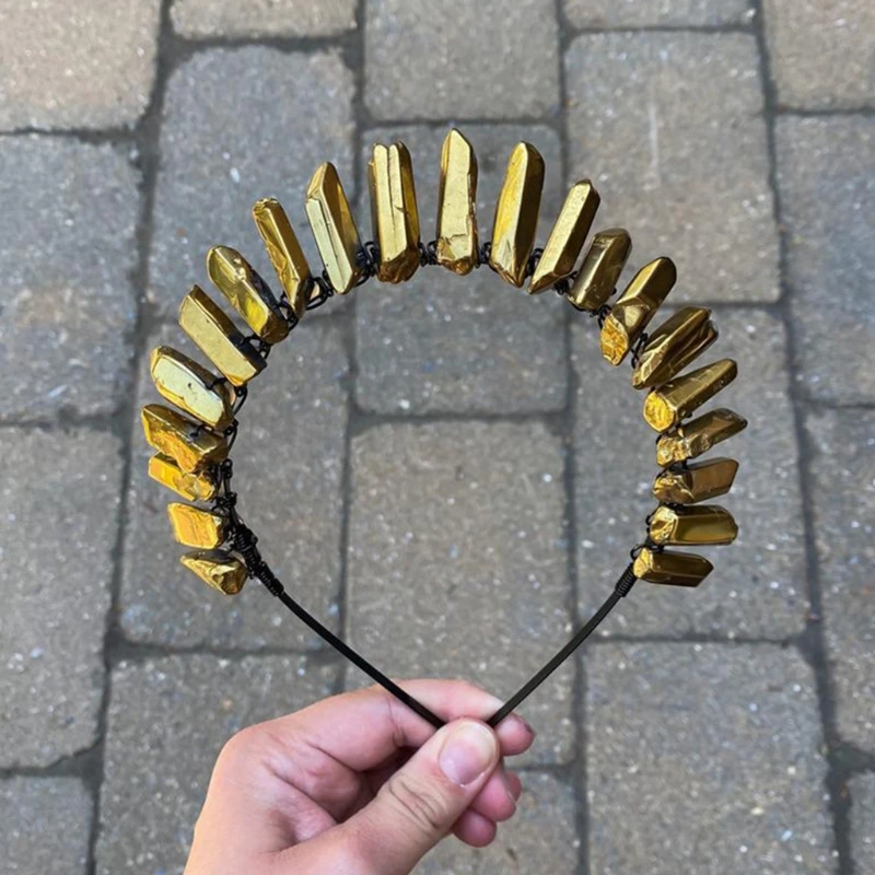 for Raw Crystal Natural for Rhinestone Stone Alloy Headband Moon Party Gift Witchcraft Accessories Hair Accessorie