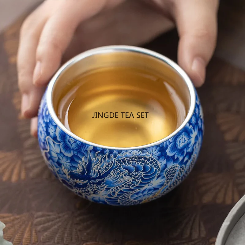 130ml 999 gold silver Chinese tea cup small Arhat dagong tea cup kungfu tea set